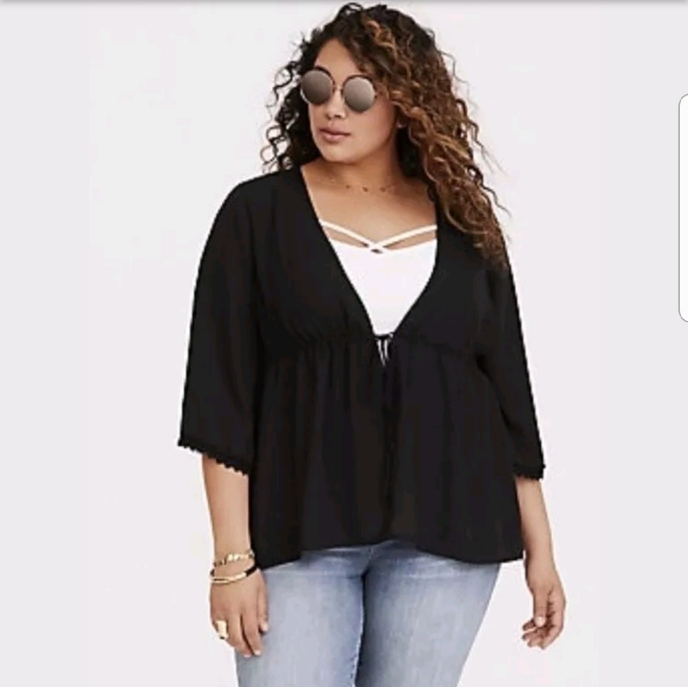 Black tie Chiffon babydoll kimono